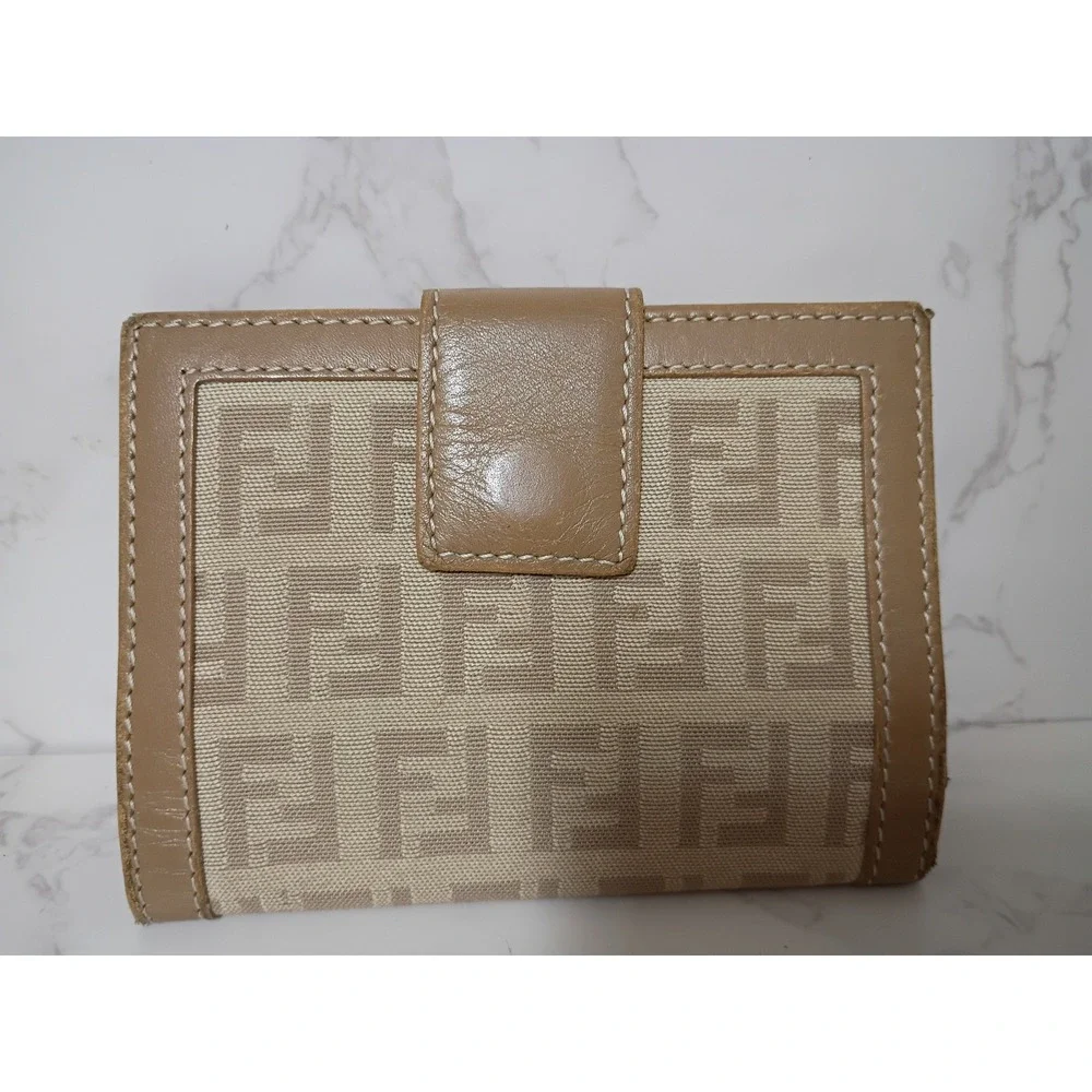 FENDI Vintage Zucchino Monogram Compact Canvas Wallet w/ Dust Bag - EUC